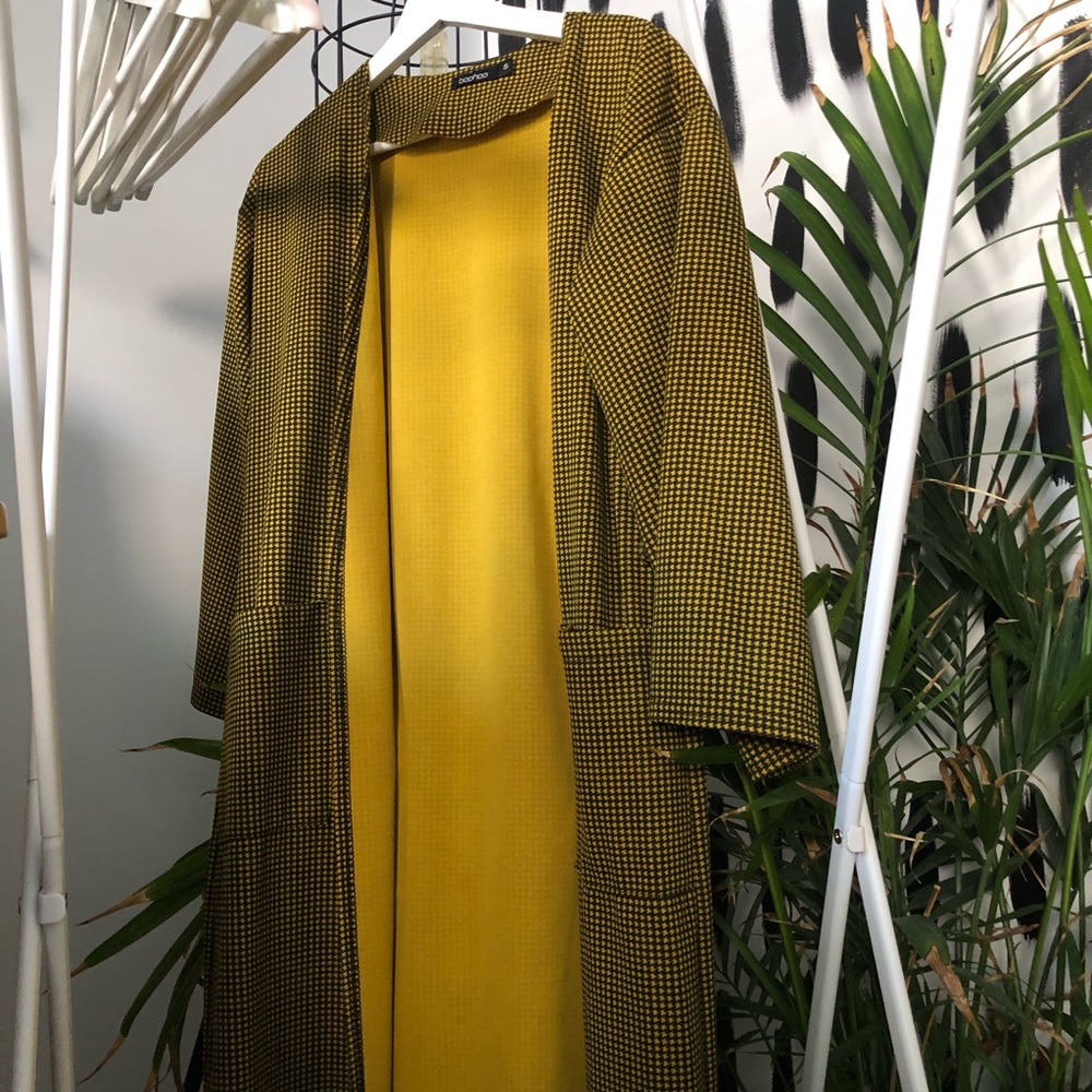 Petite Dogtooth Tie Detail Longline Duster